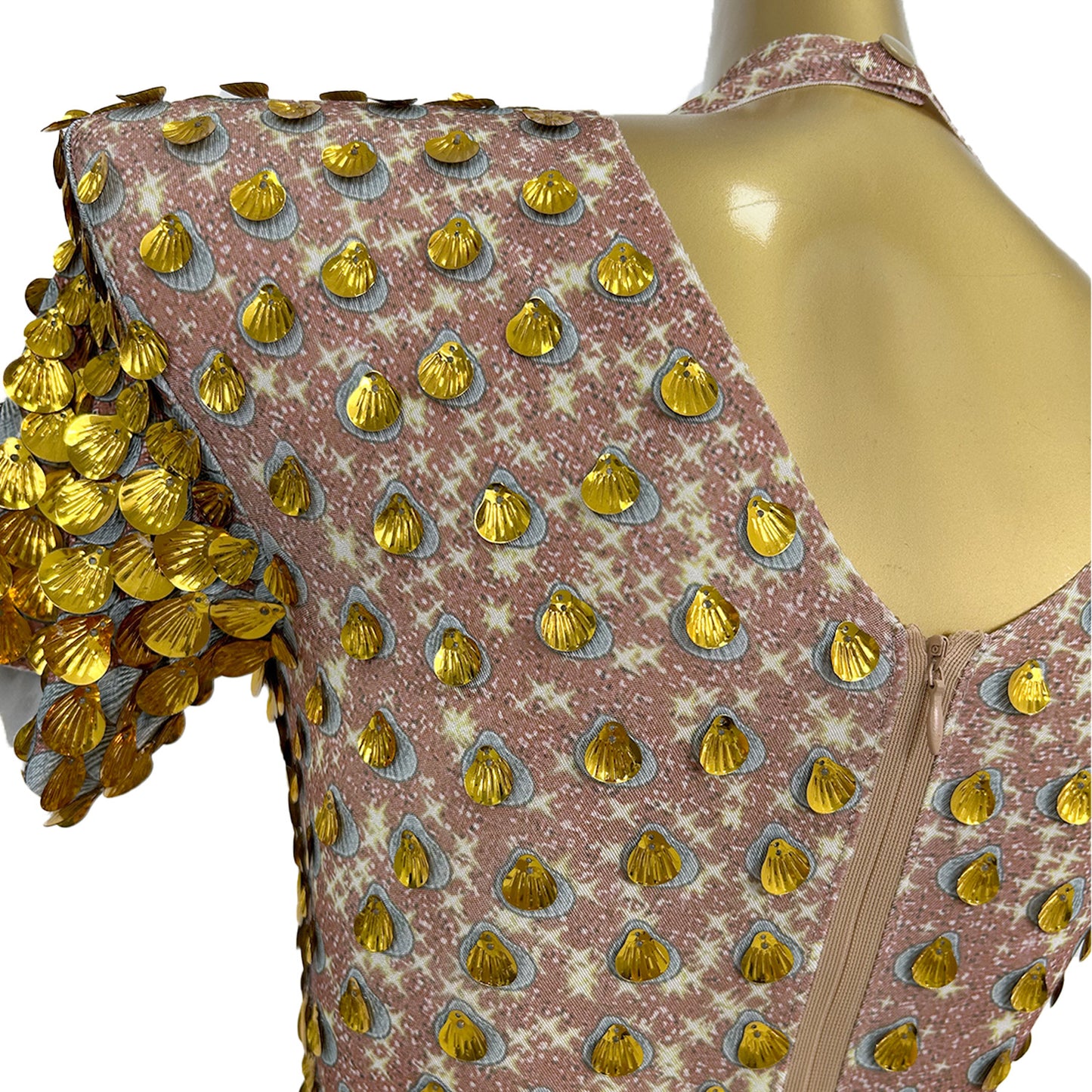 Jinsique Sexy Gold Shell Sequins Mini Dress
