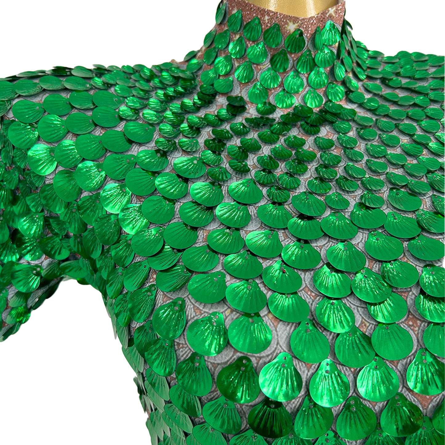 Jinsique Sexy Green Shell Sequins Mini Dress