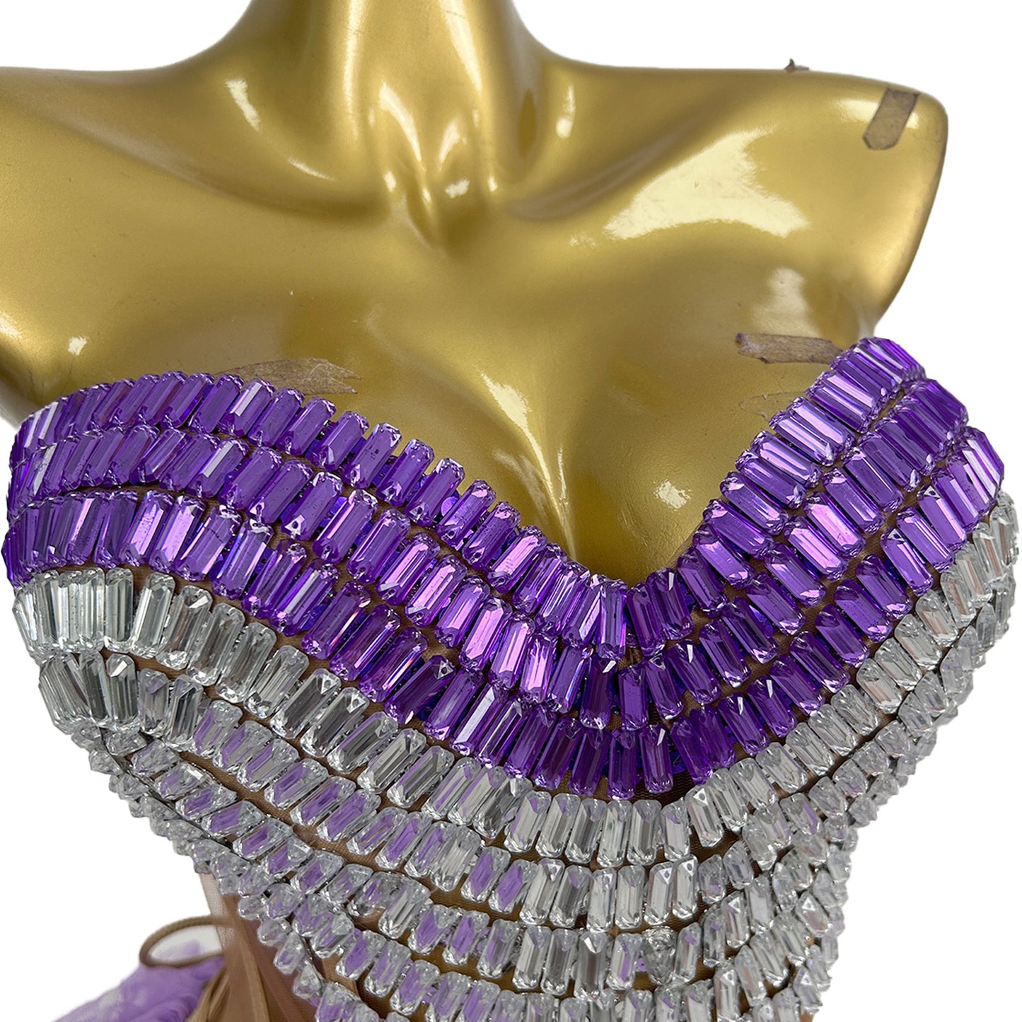 Jijing Purple Crystals Top Gauze Mini Skirt 2Pieces Set