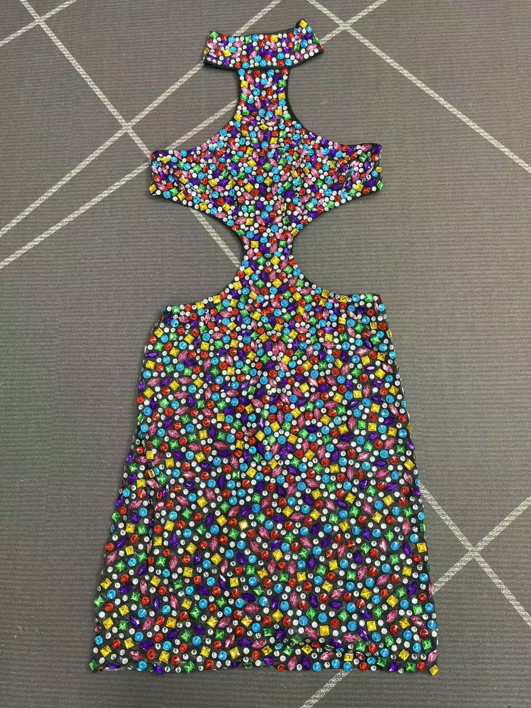 Nihongdeng Colorful Diamond Hollow-Out Dress