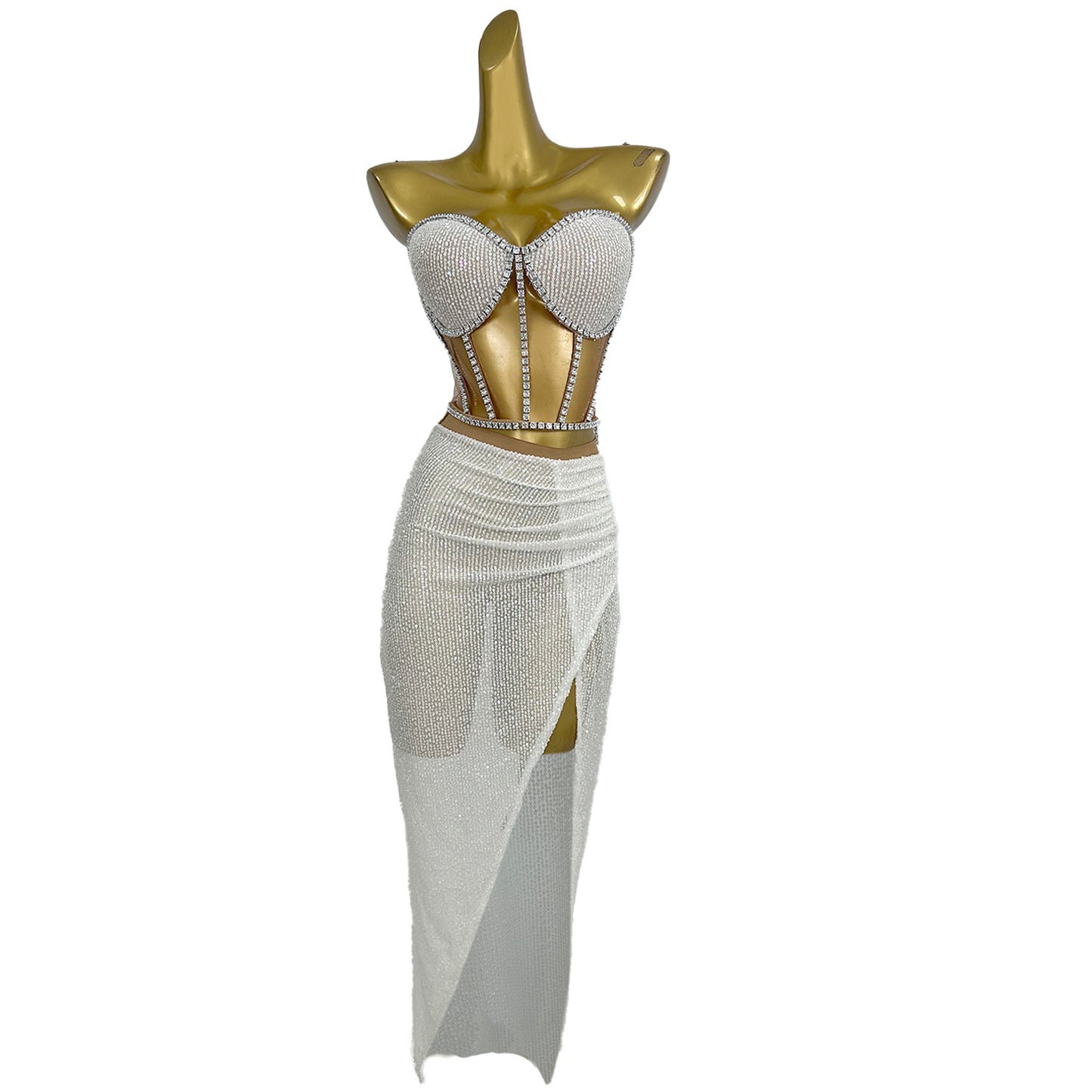 Tangguo White Glitter Rhinestone 2-Piece Set