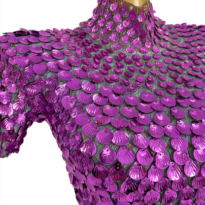 Jinsique Sexy Rose Red Shell Sequins Mini Dress