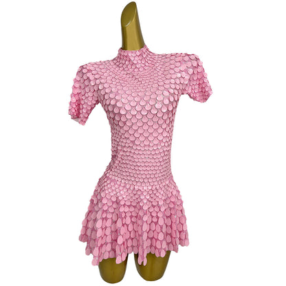 Jinsique Sexy Pink Shell Sequins Mini Dress