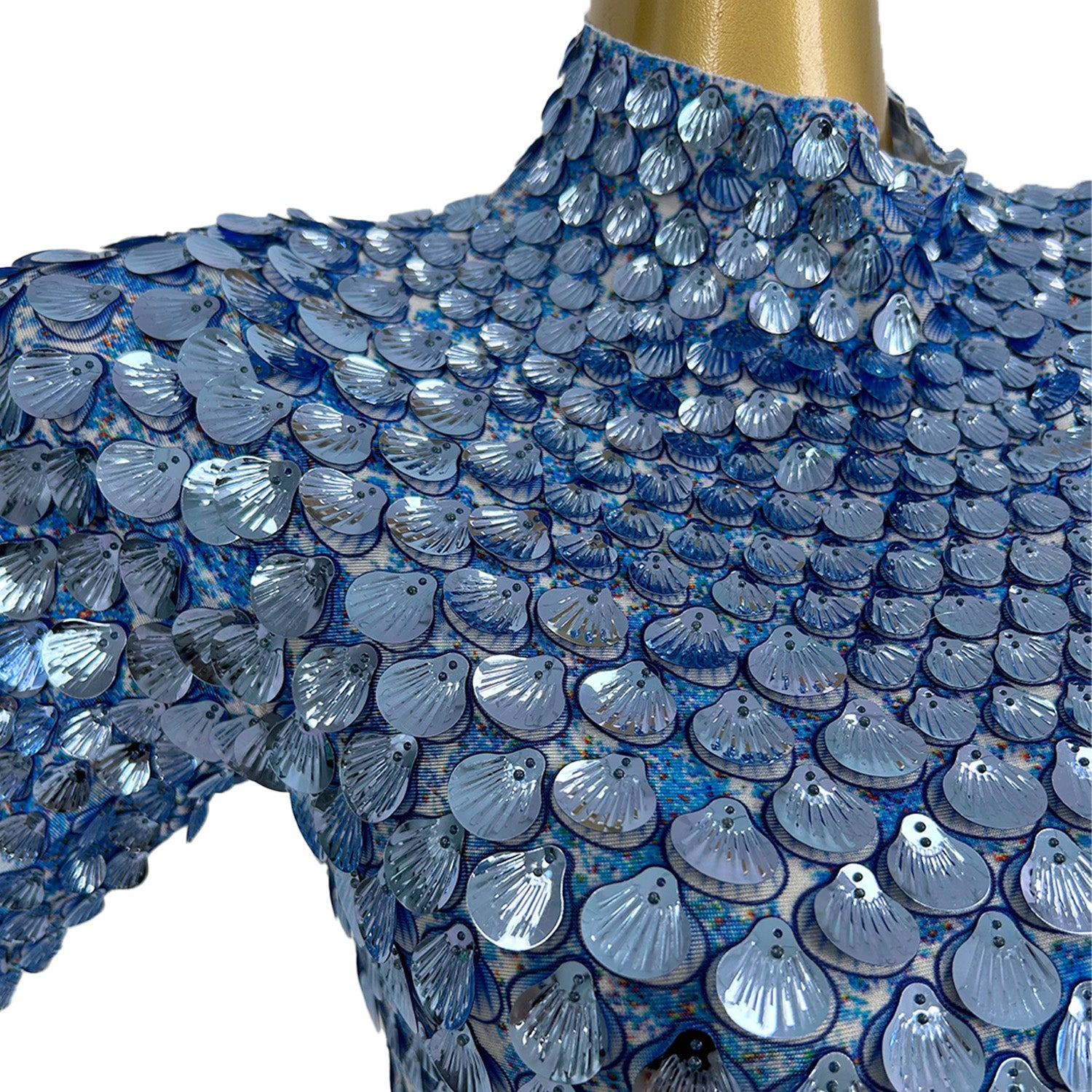 Jinsique Sexy Blue Shell Sequins Mini Dress