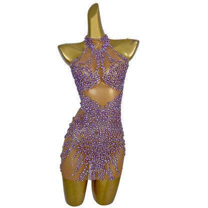 Huatuo Sparkly Light Purple Crystal Prom Dresses