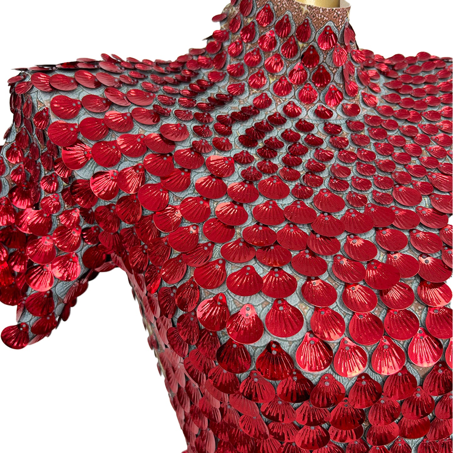 Jinsique Sexy Red Shell Sequins Mini Dress