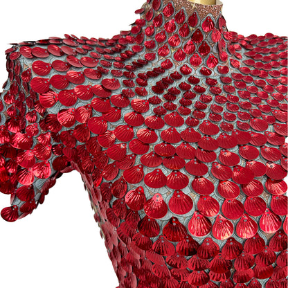 Jinsique Sexy Red Shell Sequins Mini Dress