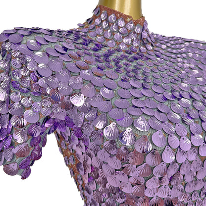 Jinsique Sexy Light Purple Shell Sequins Mini Dress