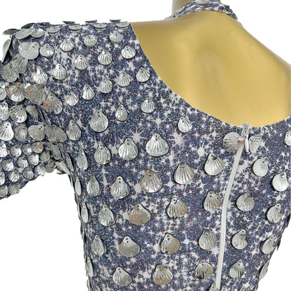 Jinsique Sexy Silver Shell Sequins Mini Dress