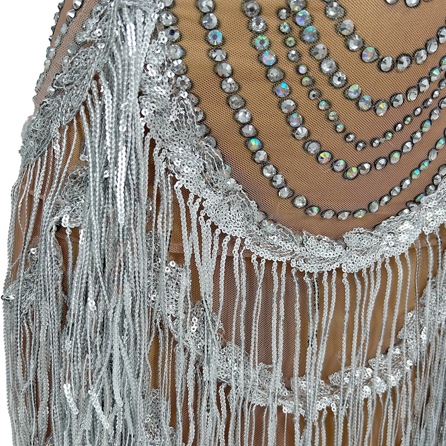 Diaodeng Elastic Perspective Crystal Dresses with Gloves