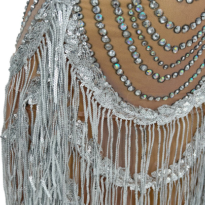 Diaodeng Elastic Perspective Crystal Dresses with Gloves