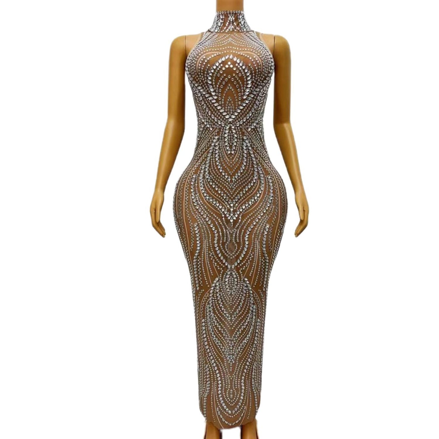 CELESINYI Liuxu Crystal Teardrop Mermaid Gown
