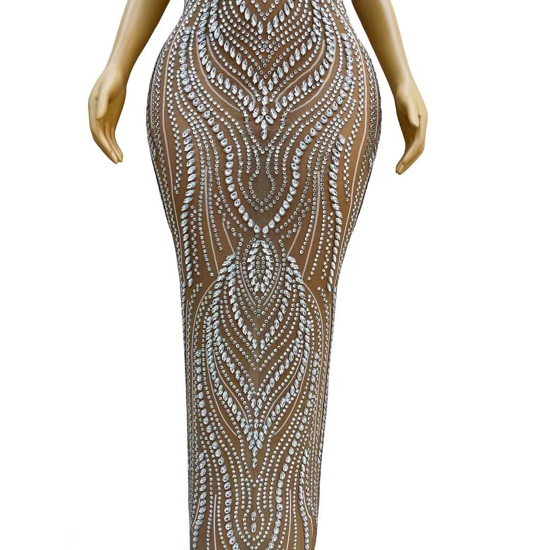 CELESINYI Liuxu Crystal Teardrop Mermaid Gown
