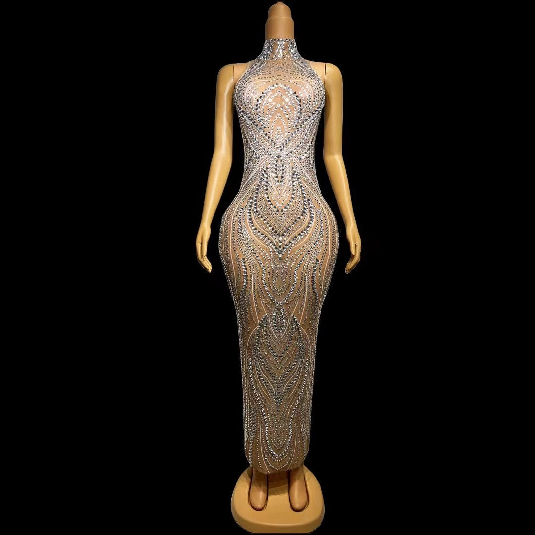 CELESINYI Liuxu Crystal Teardrop Mermaid Gown