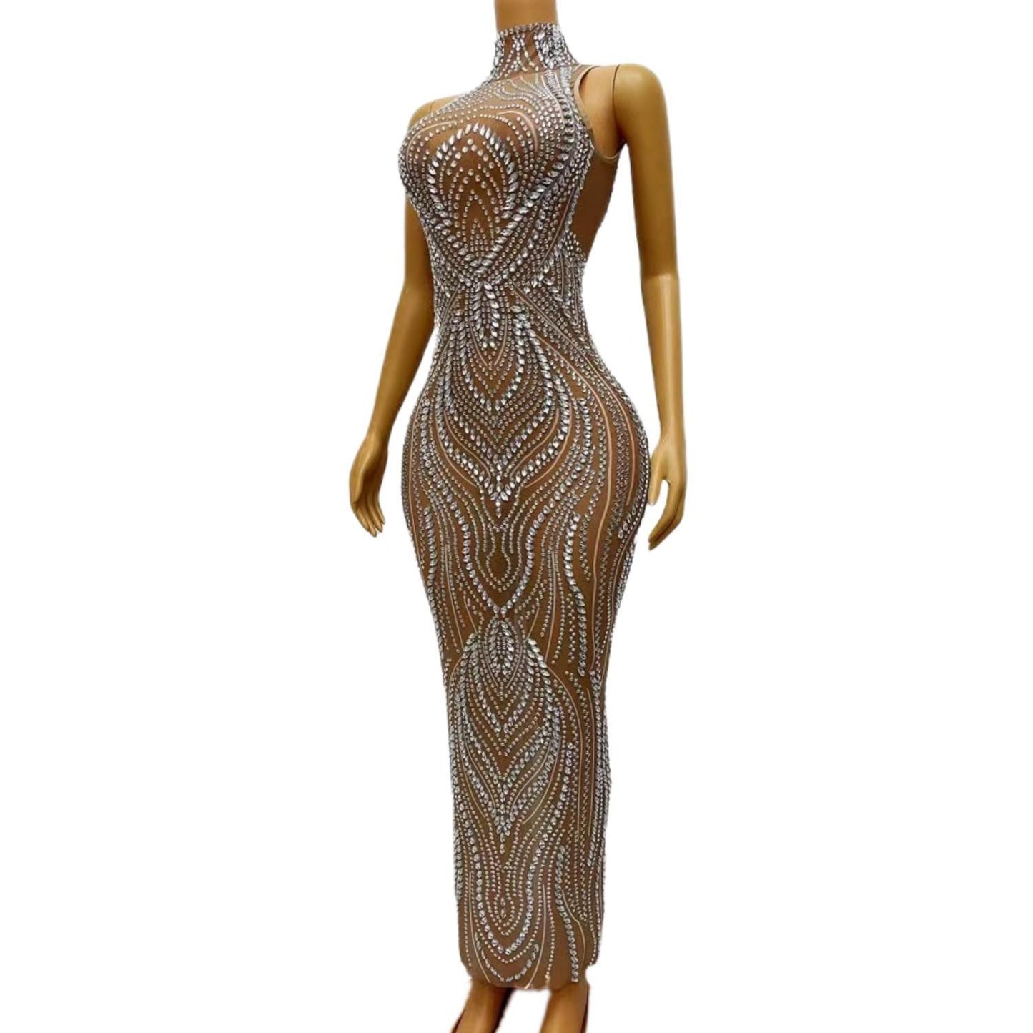 CELESINYI Liuxu Crystal Teardrop Mermaid Gown