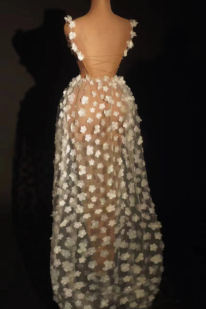 Huaxiang Abbie White Flower 2-piece Set Dresses