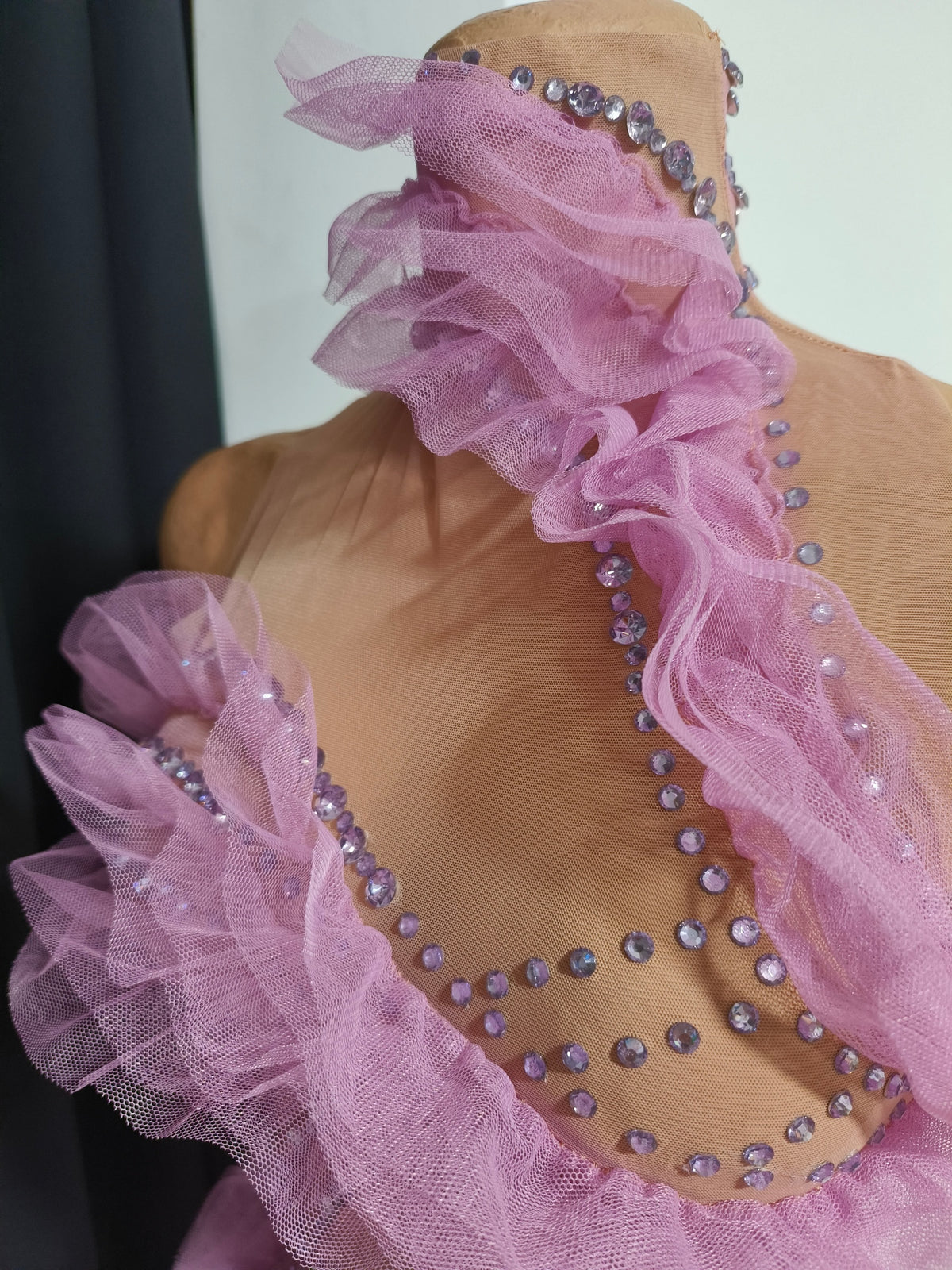 CELESINYI Zijuan Crystal Purple Tulle Leotard