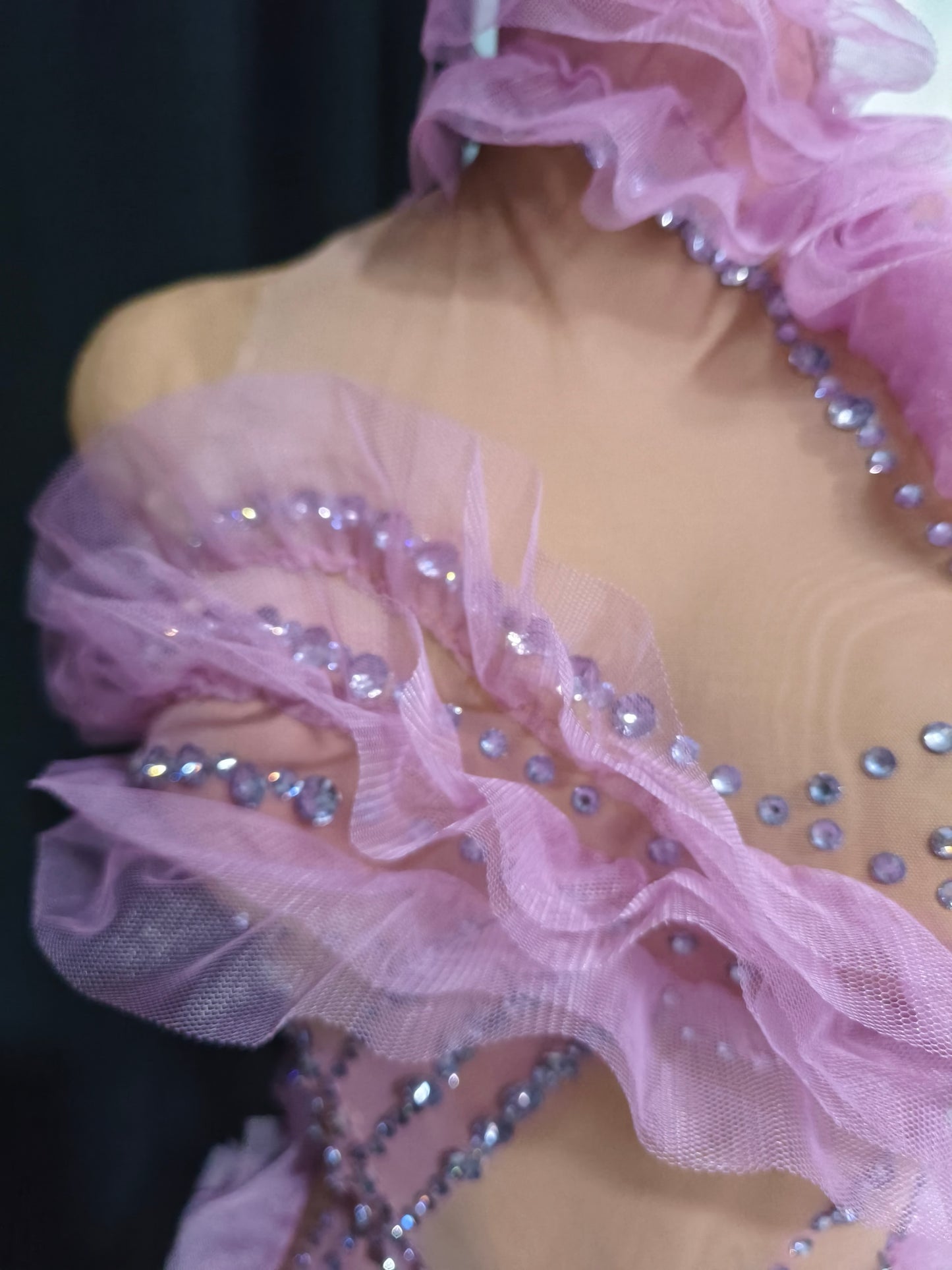 CELESINYI Zijuan Crystal Purple Tulle Leotard