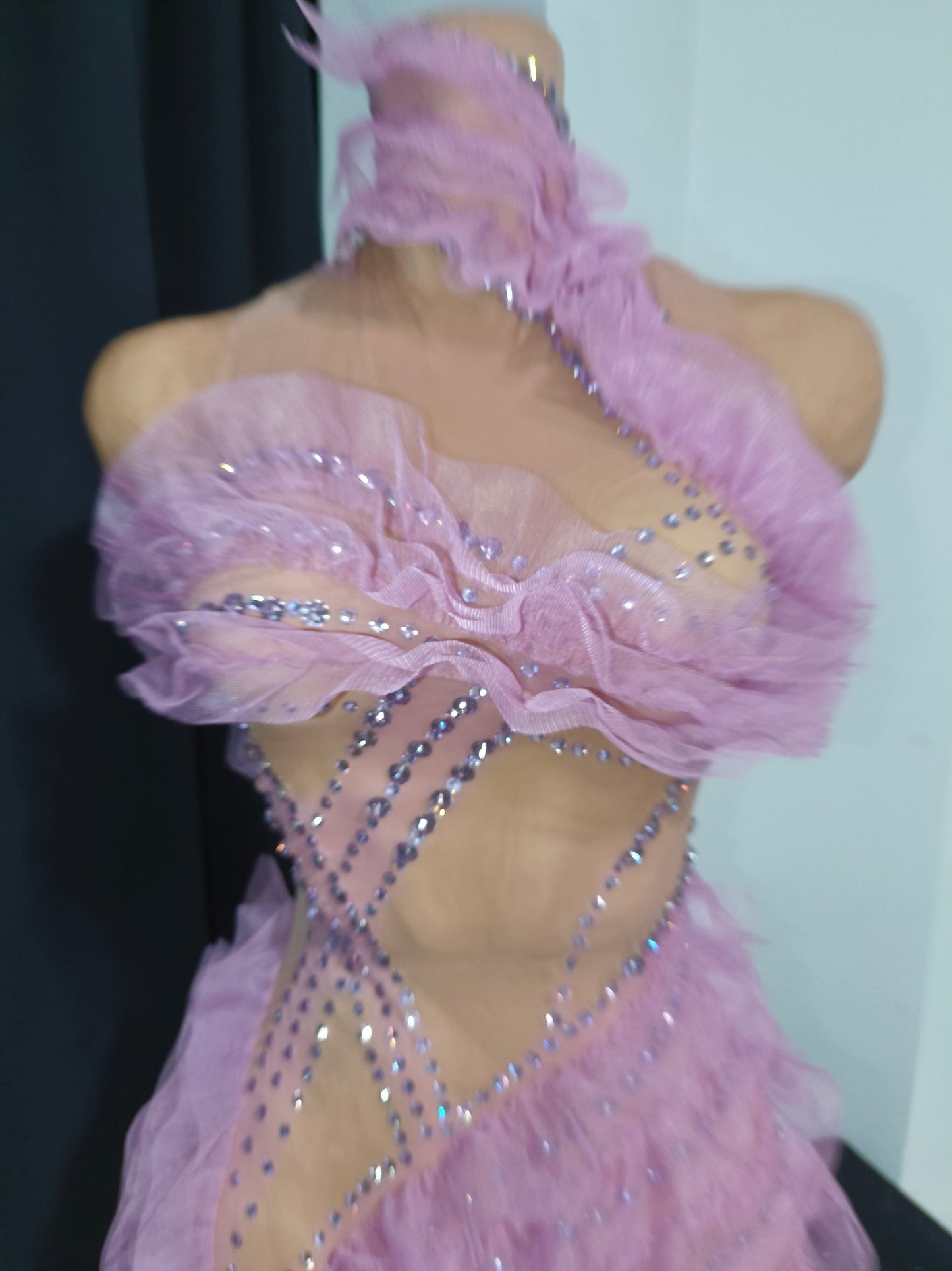 CELESINYI Zijuan Crystal Purple Tulle Leotard