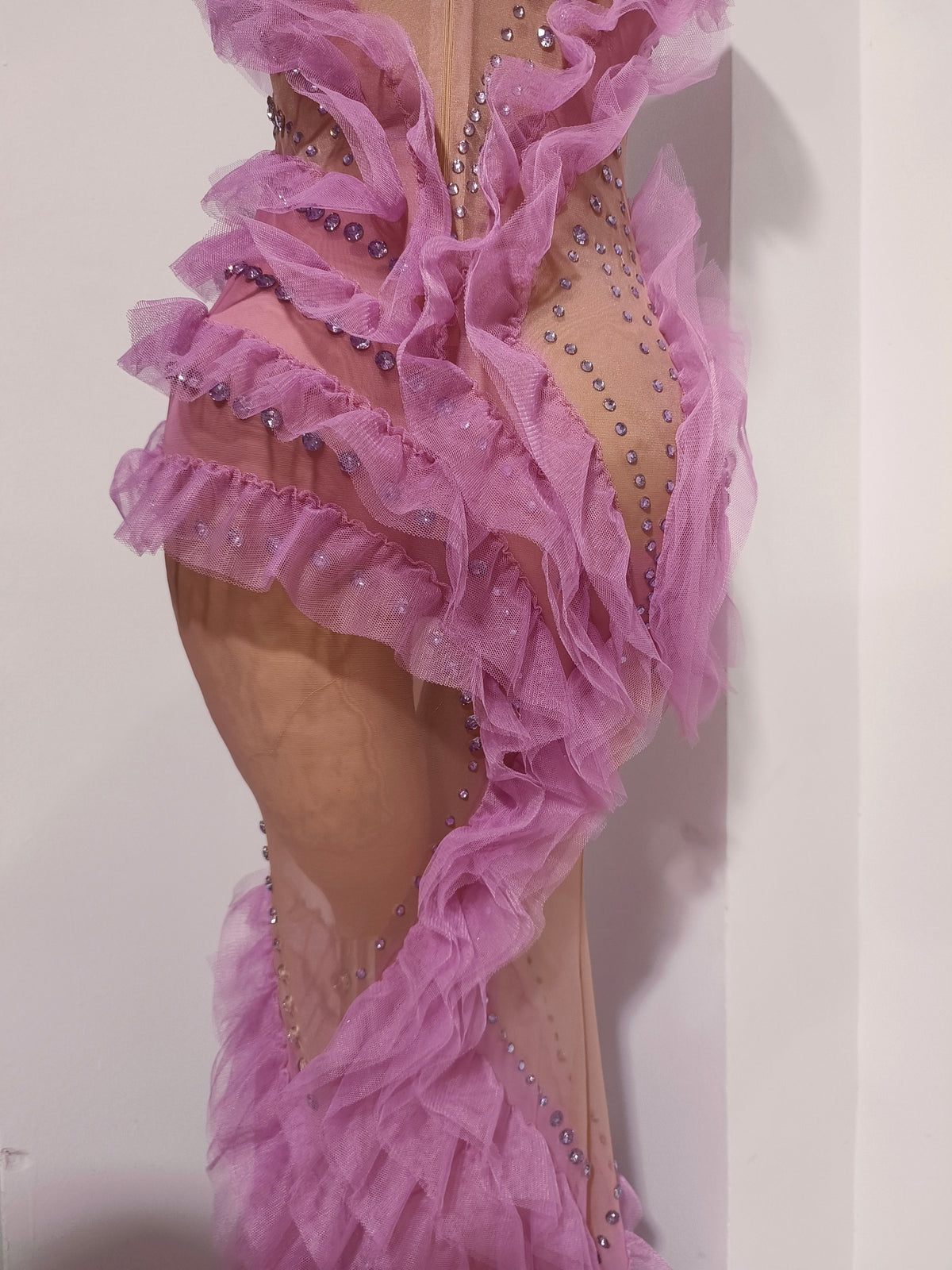 CELESINYI Zijuan Crystal Purple Tulle Leotard