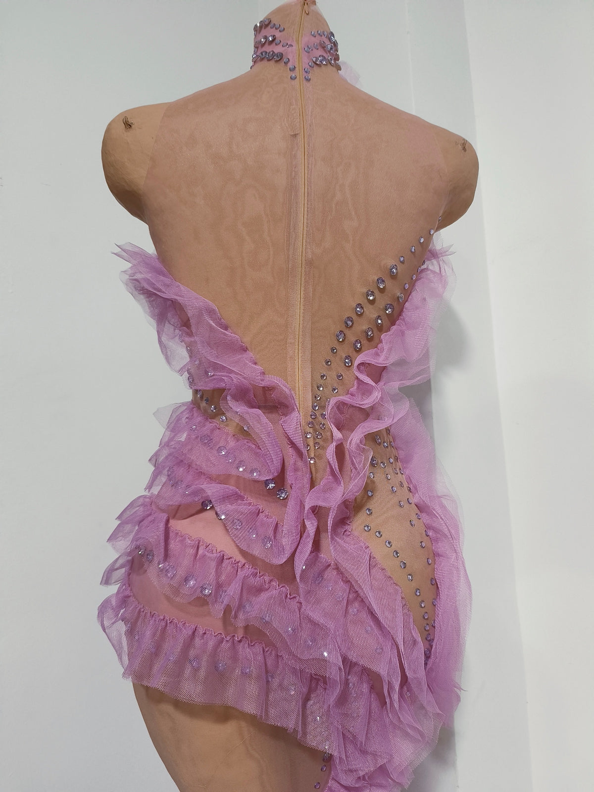 CELESINYI Zijuan Crystal Purple Tulle Leotard
