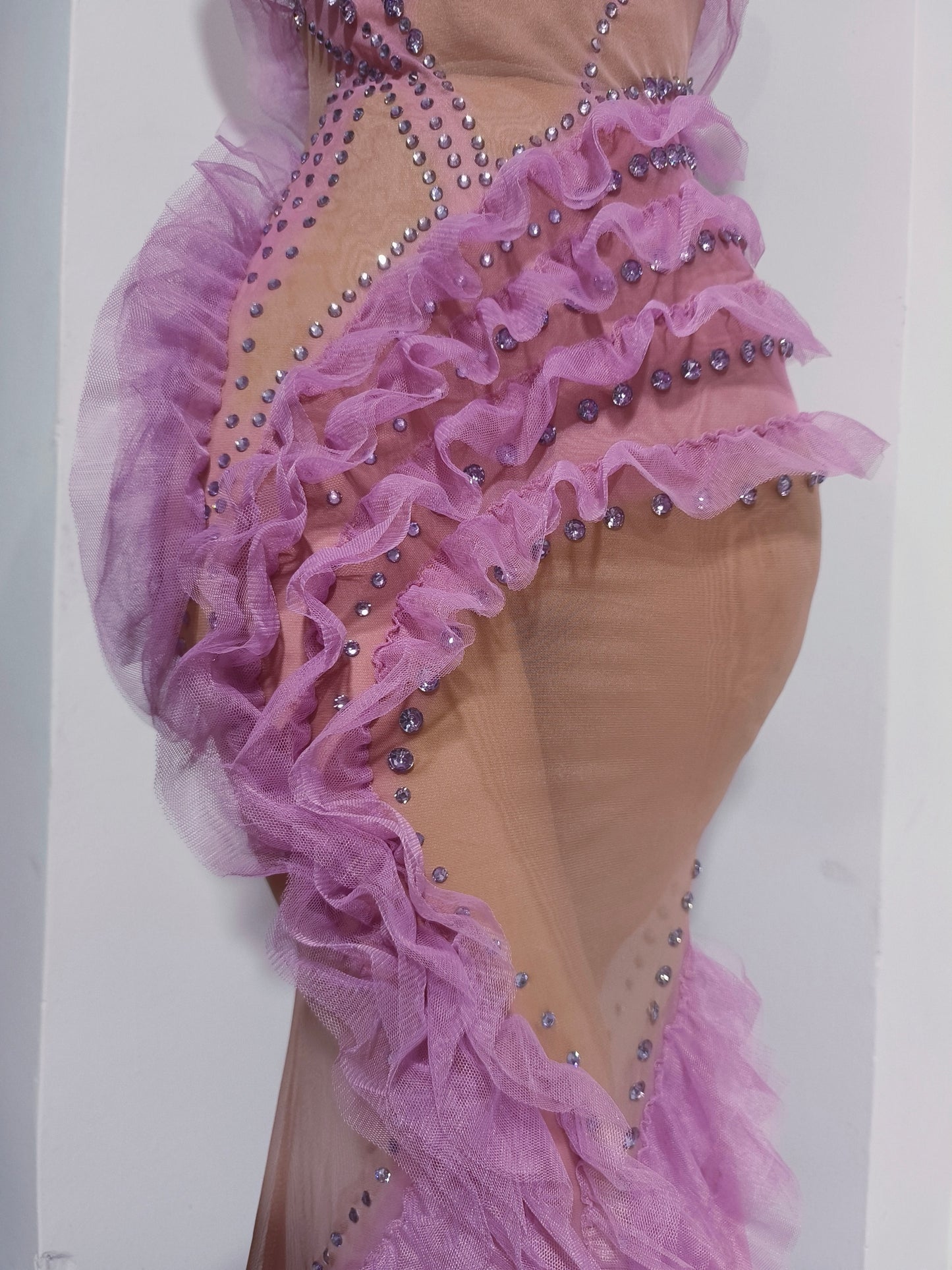 CELESINYI Zijuan Crystal Purple Tulle Leotard