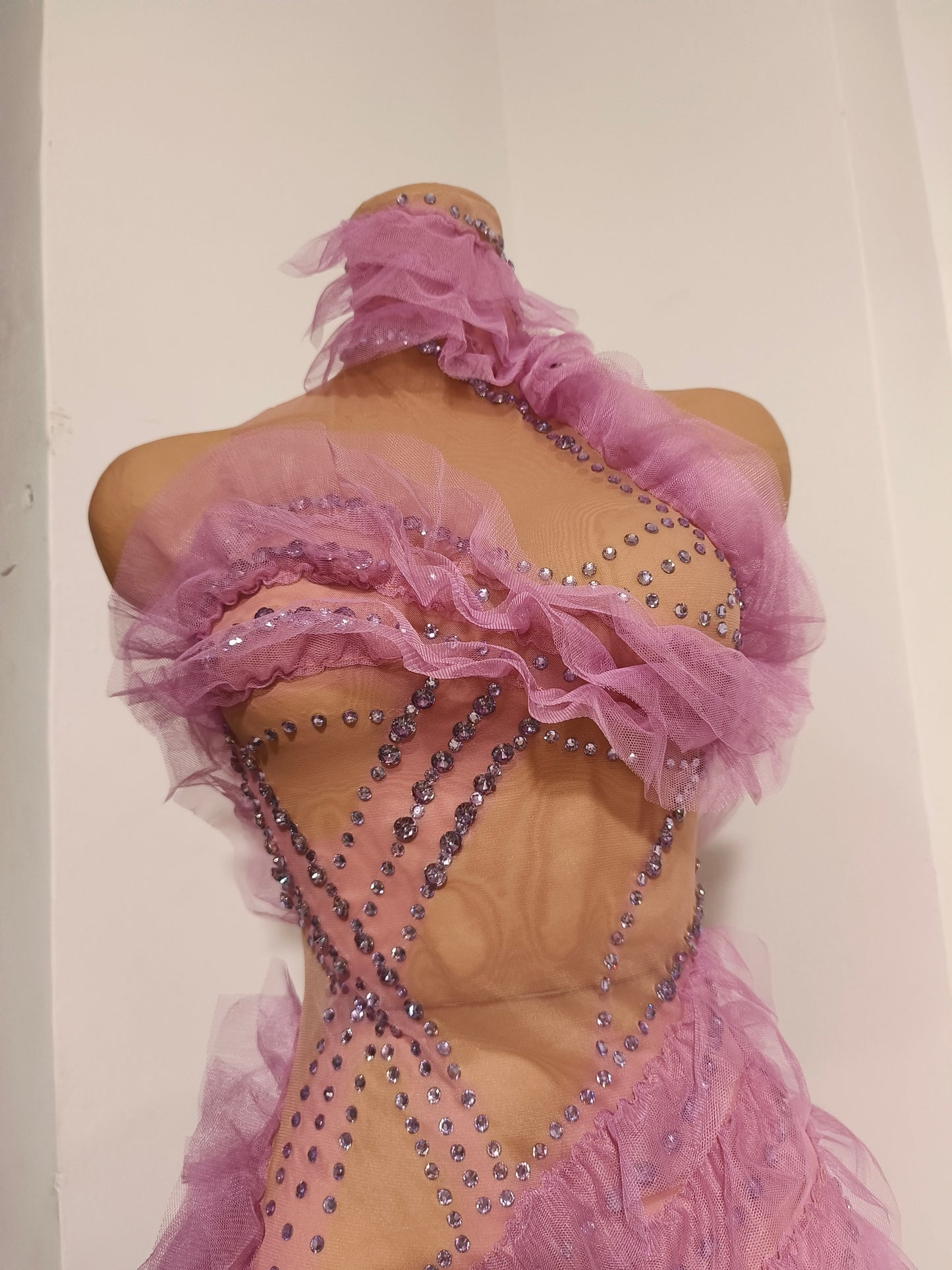 CELESINYI Zijuan Crystal Purple Tulle Leotard
