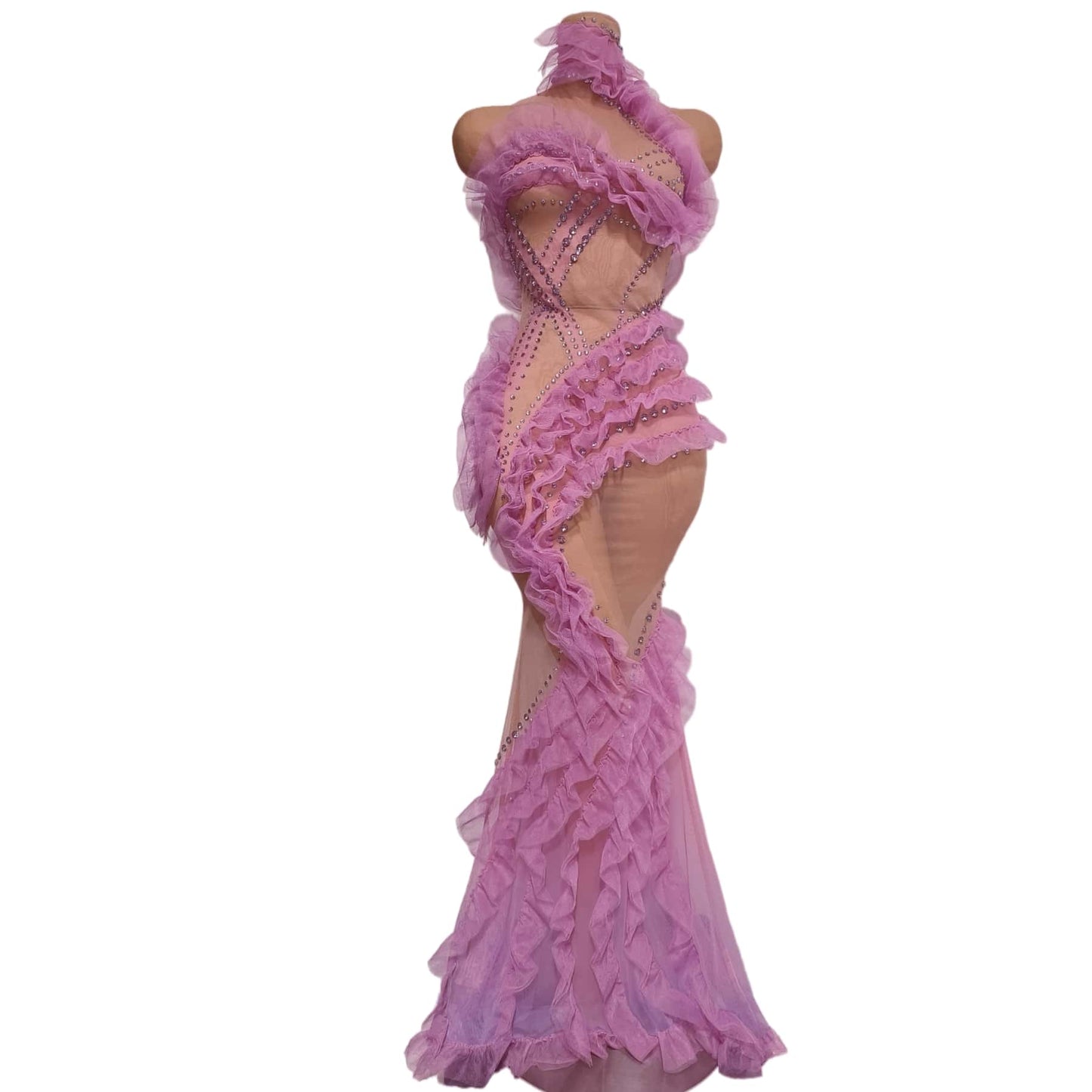CELESINYI Zijuan Crystal Purple Tulle Leotard