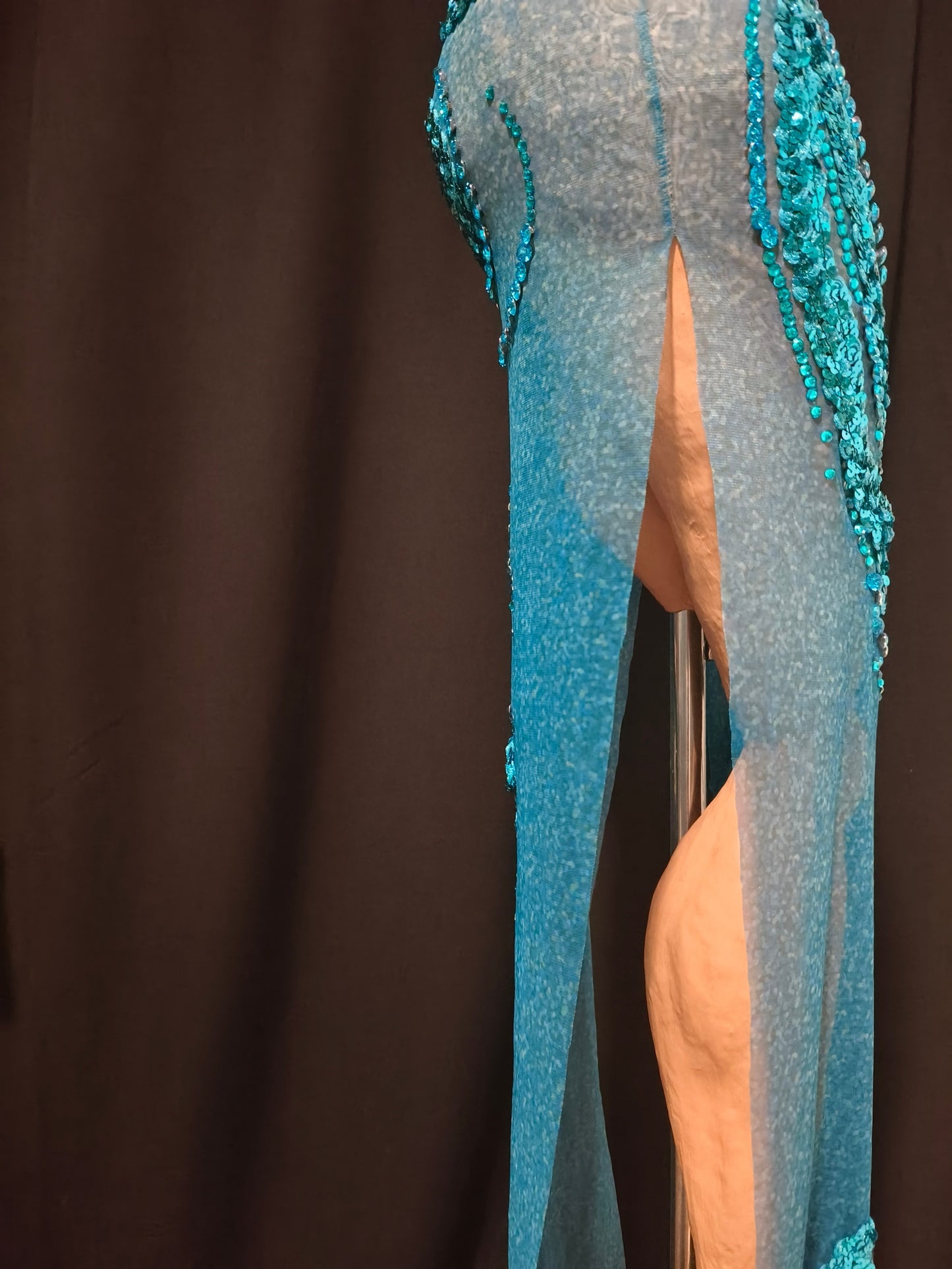 CELESINYI Botao Crystal Teal Mermaid Gown