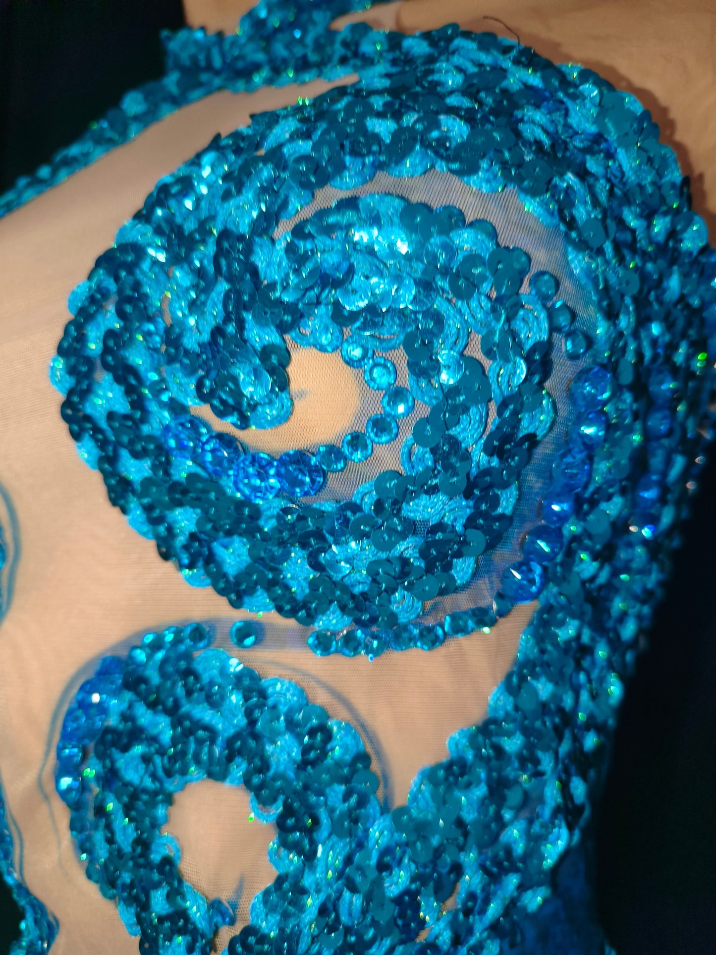 CELESINYI Botao Crystal Teal Mermaid Gown