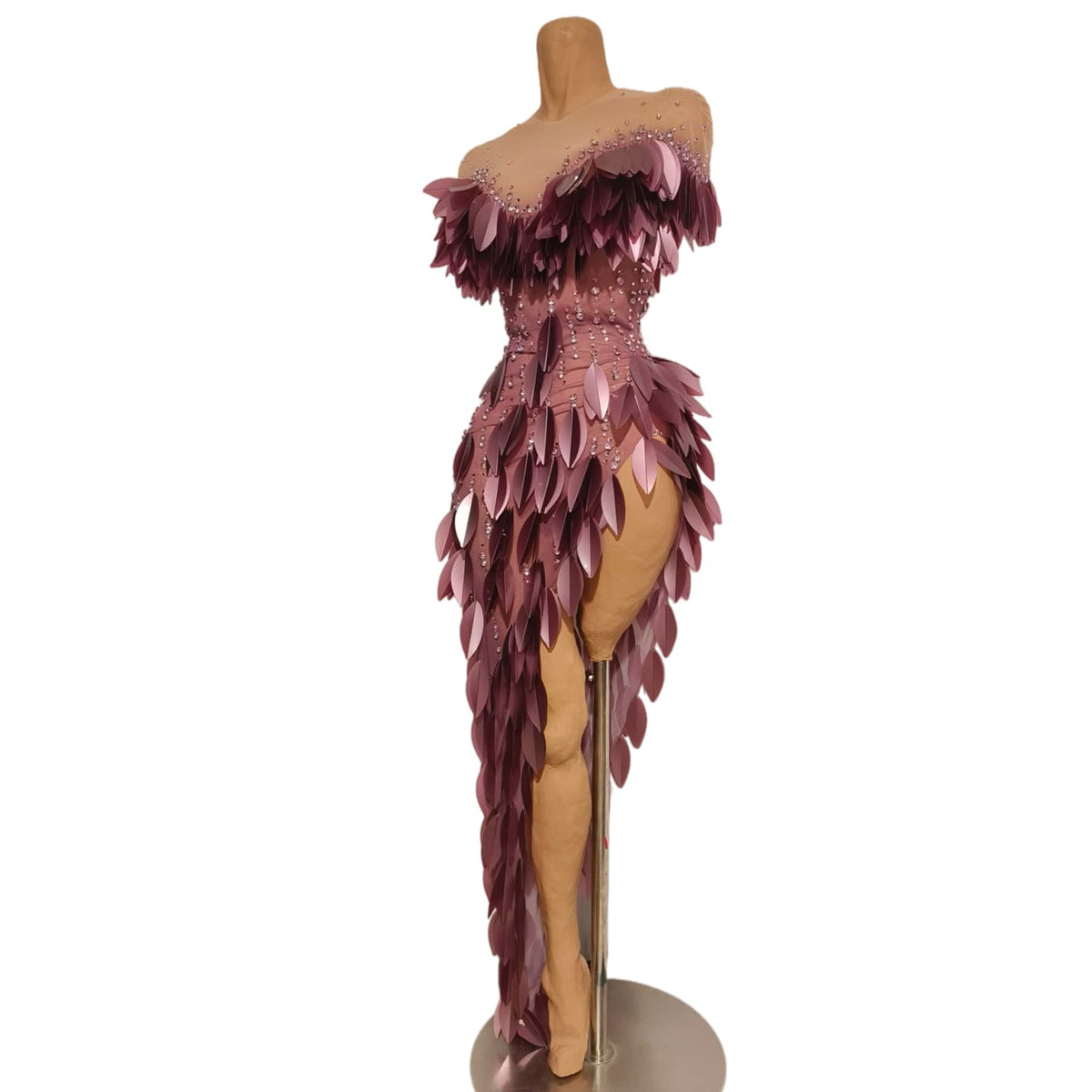 CELESINYI Chanmian Crystal Rose Leaf Mermaid Gown