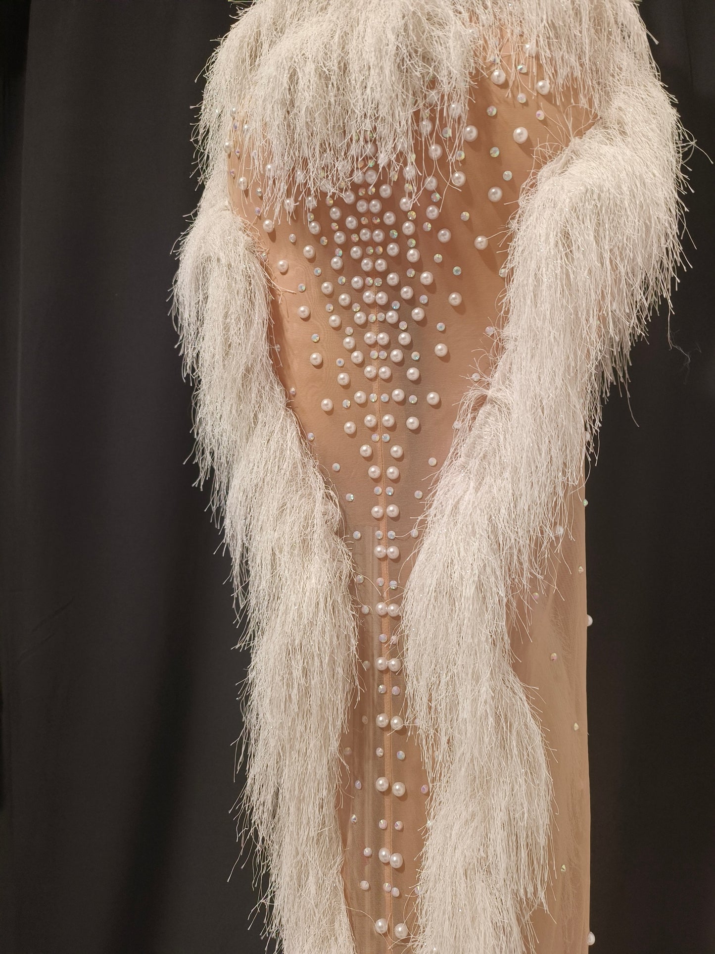 CELESINYI Shenling Crystal White Feather Gown