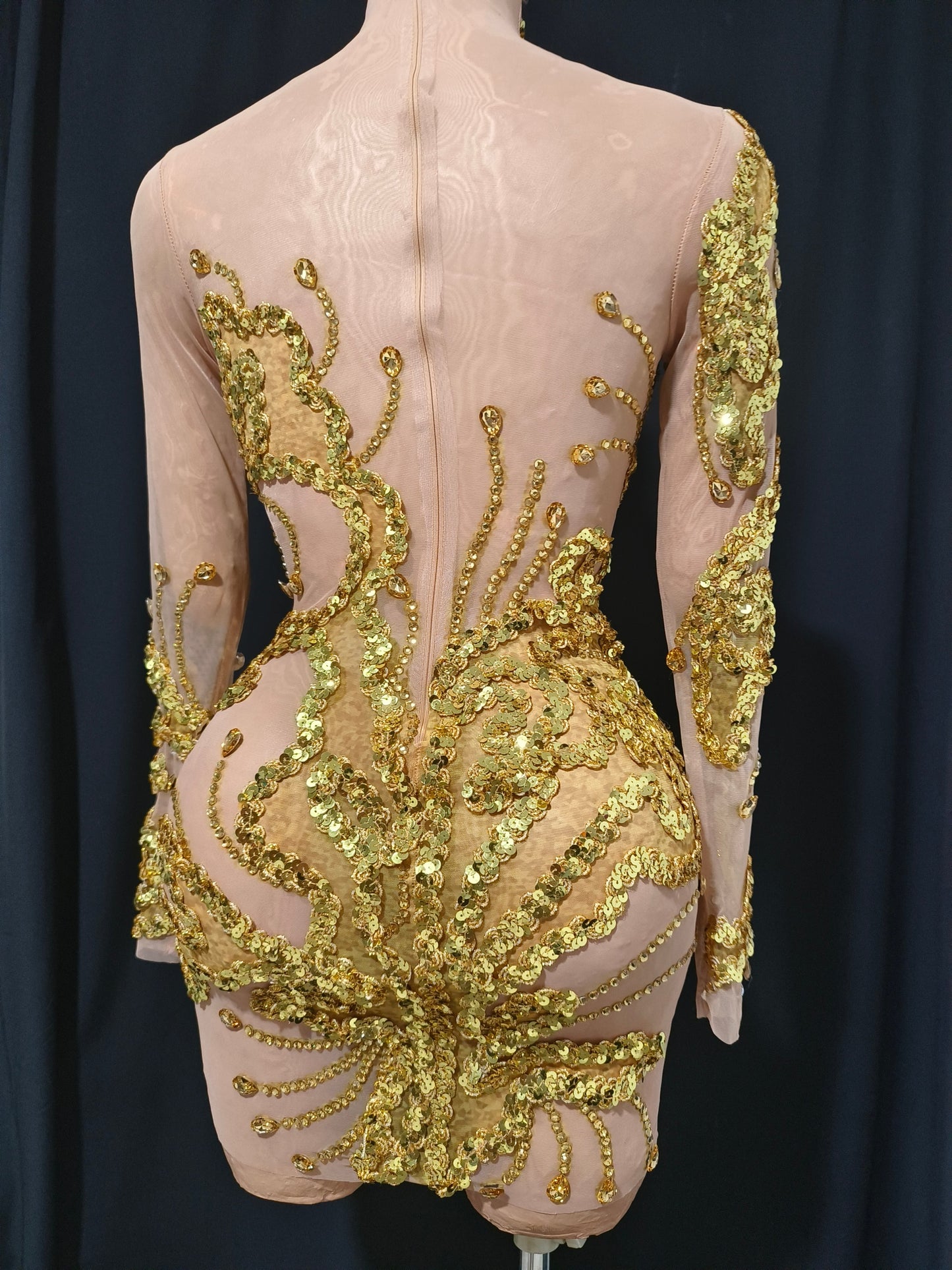 CELESINYI Shanhu Crystal Gold High Neck Bodysuit