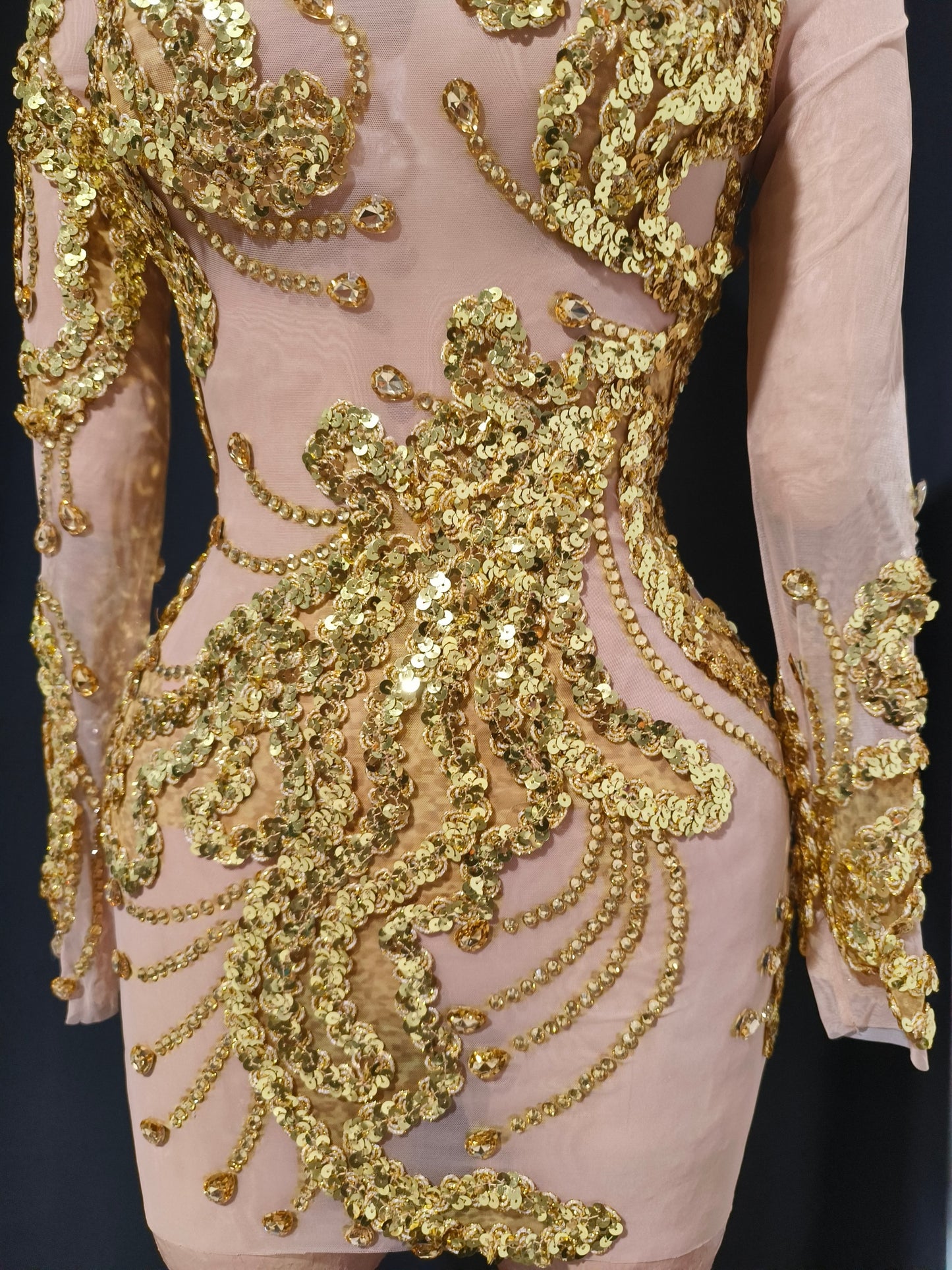 CELESINYI Shanhu Crystal Gold High Neck Bodysuit