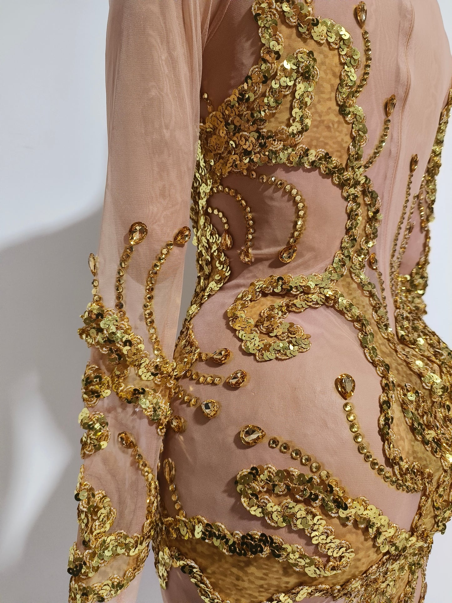 CELESINYI Shanhu Crystal Gold High Neck Bodysuit