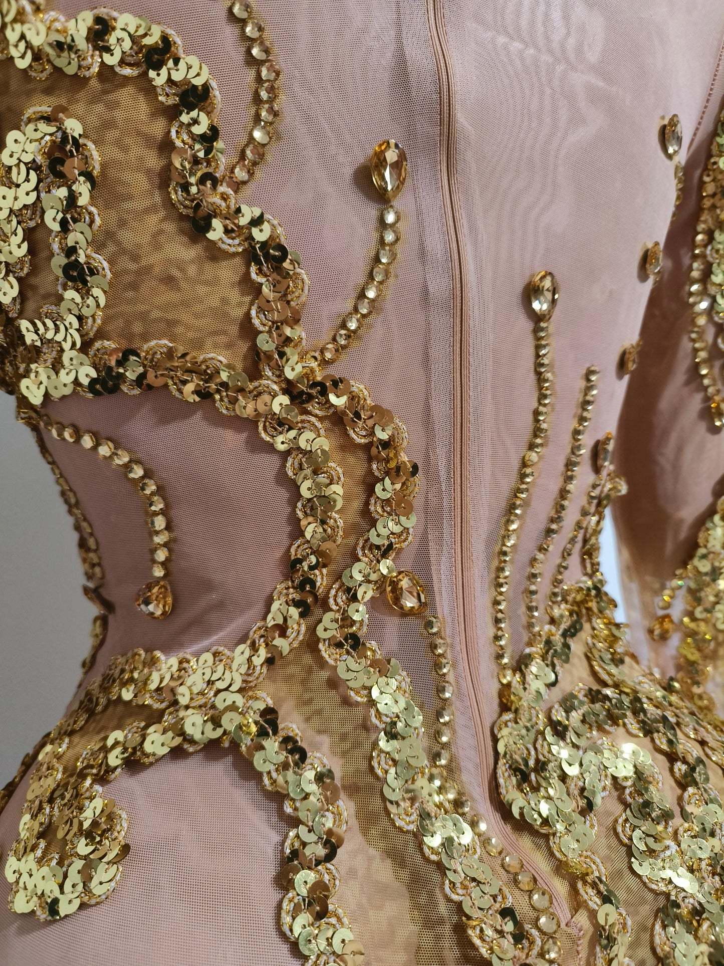 CELESINYI Shanhu Crystal Gold High Neck Bodysuit