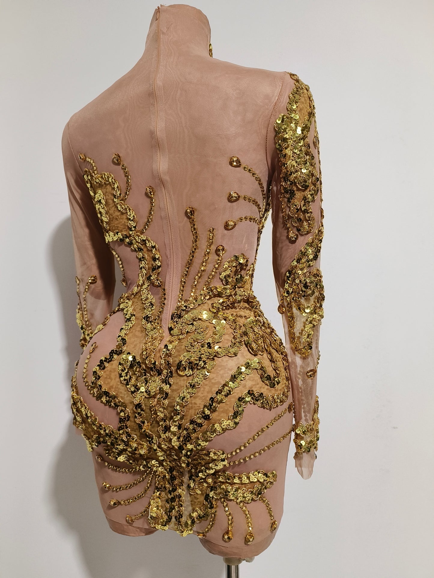 CELESINYI Shanhu Crystal Gold High Neck Bodysuit