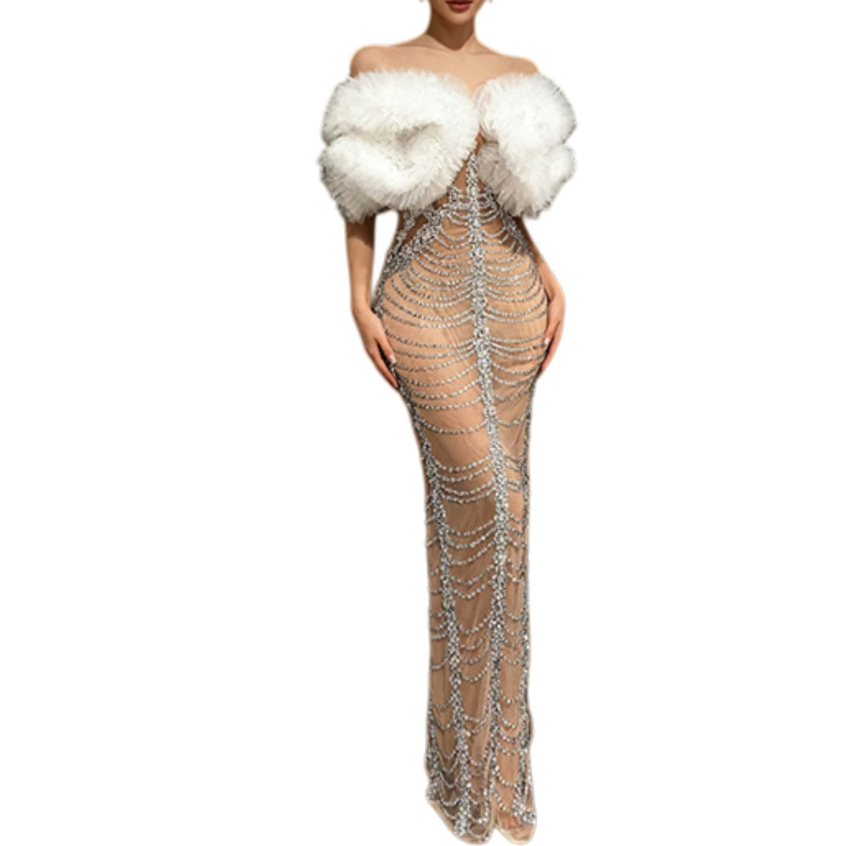 CELESINYI Mianhua Crystal Cloud Ruffle Dress