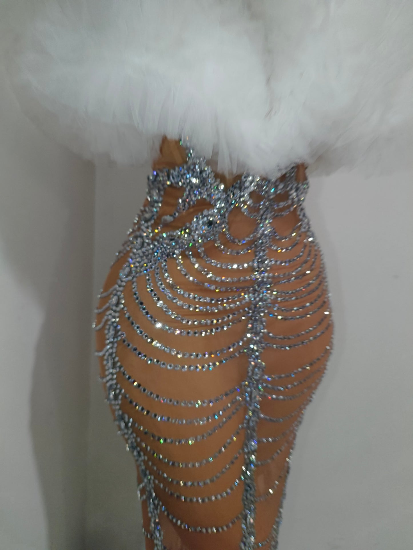 CELESINYI Mianhua Crystal Cloud Ruffle Dress