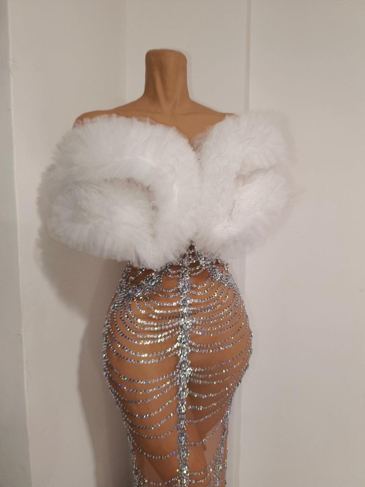 CELESINYI Mianhua Crystal Cloud Ruffle Dress