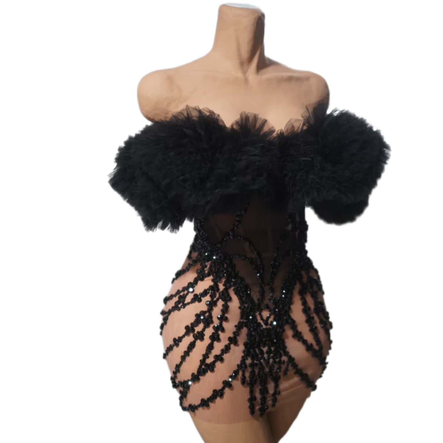 CELESINYI Songlu Rhinestone Black Corset Mini Dress