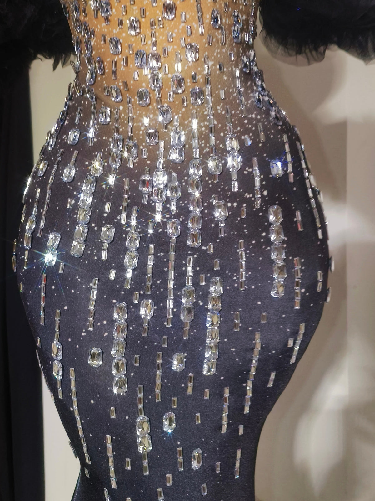 CELESINYI Wuji Crystal Silver Mermaid Gown