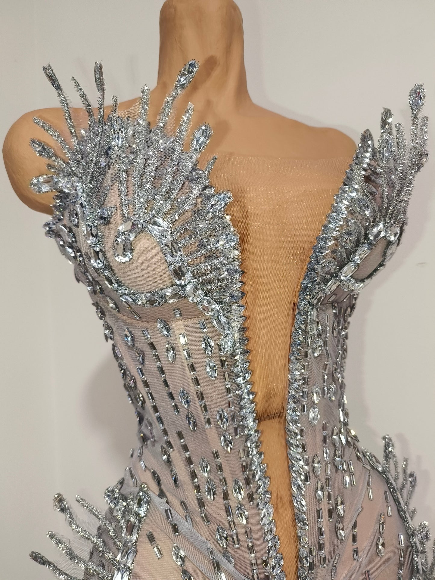 CELESINYI Haima Crystal Silver Wing Bodysuit