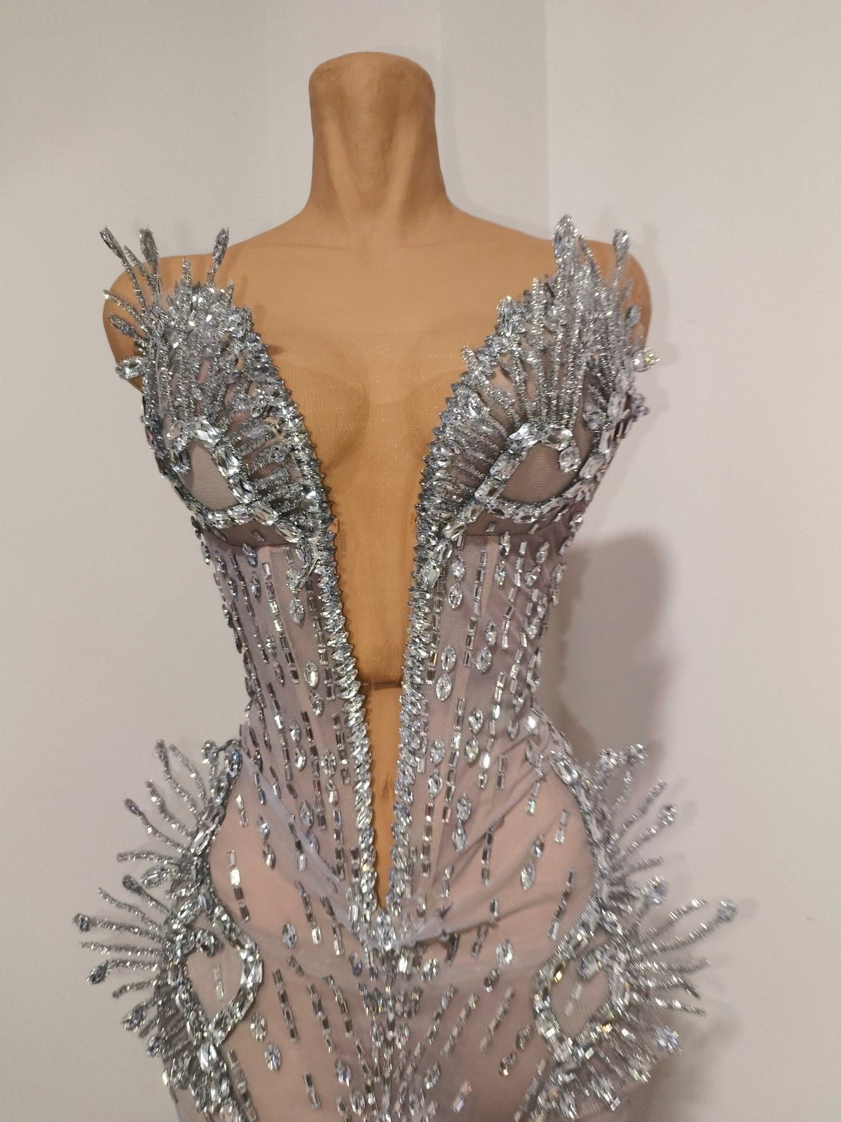 CELESINYI Haima Crystal Silver Wing Bodysuit