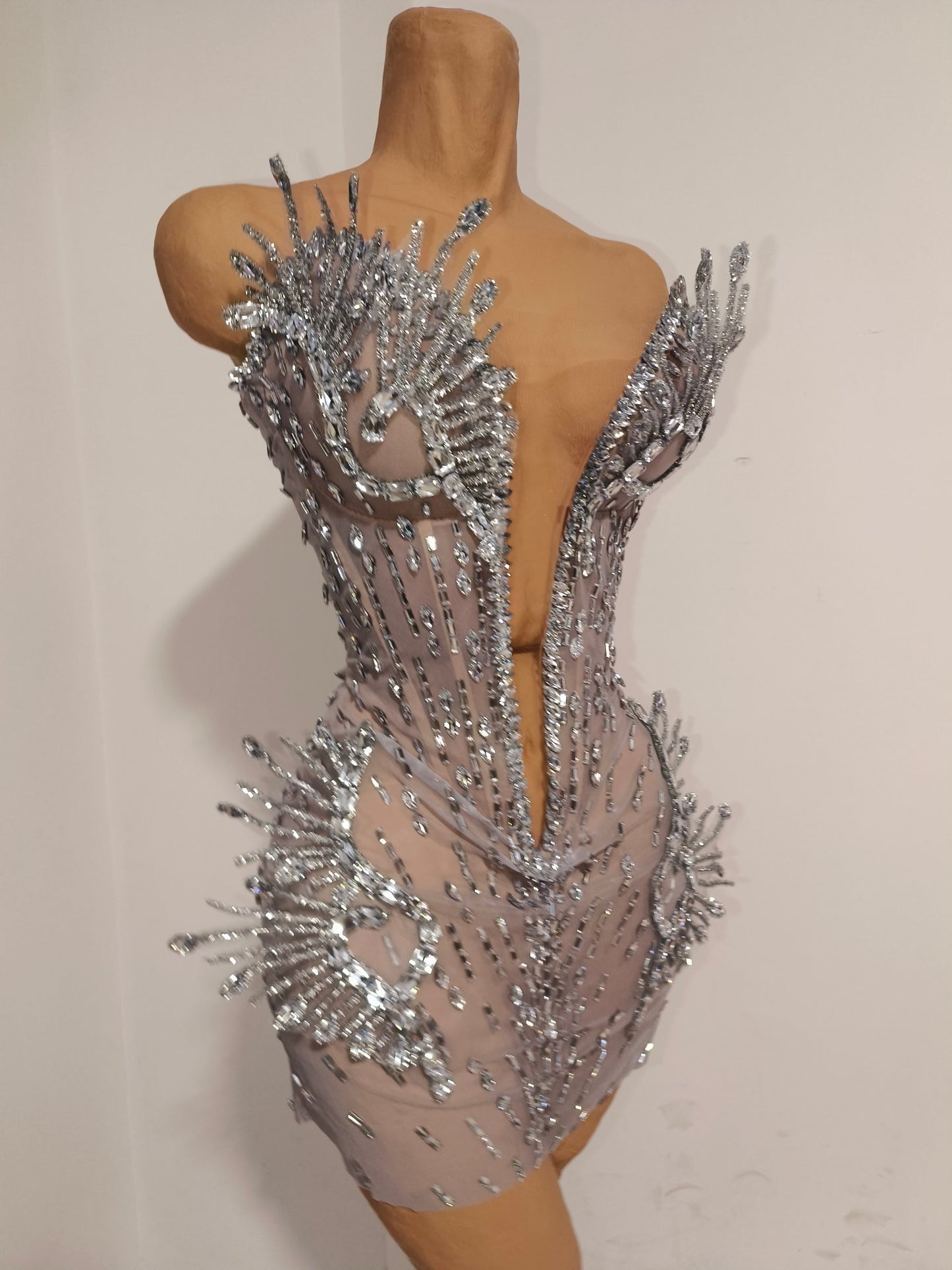 CELESINYI Haima Crystal Silver Wing Bodysuit