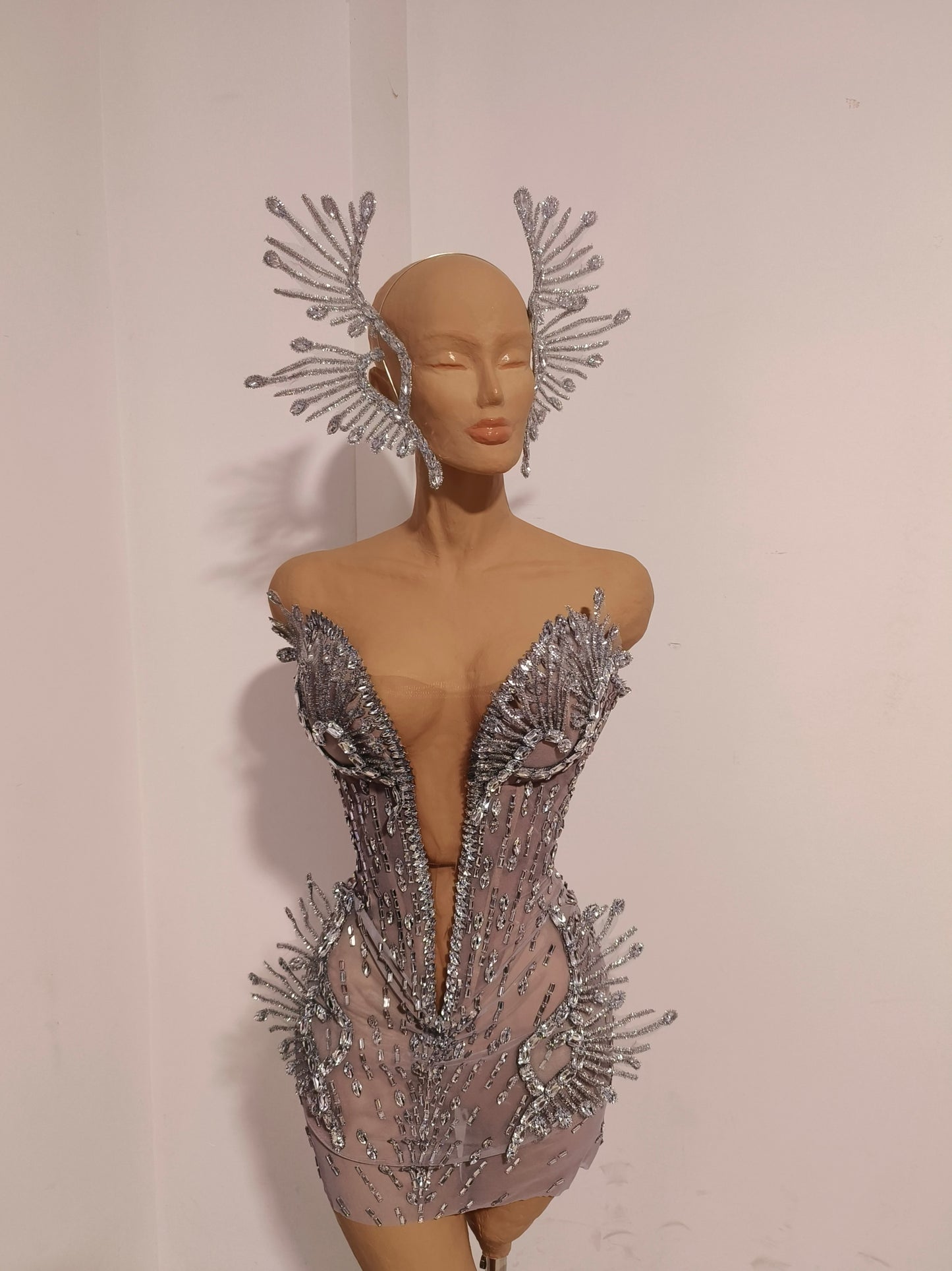 CELESINYI Haima Crystal Silver Wing Bodysuit
