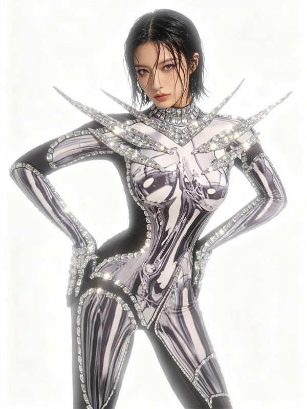 CELESINYI Tieban Crystal Liquid Metal Catsuit