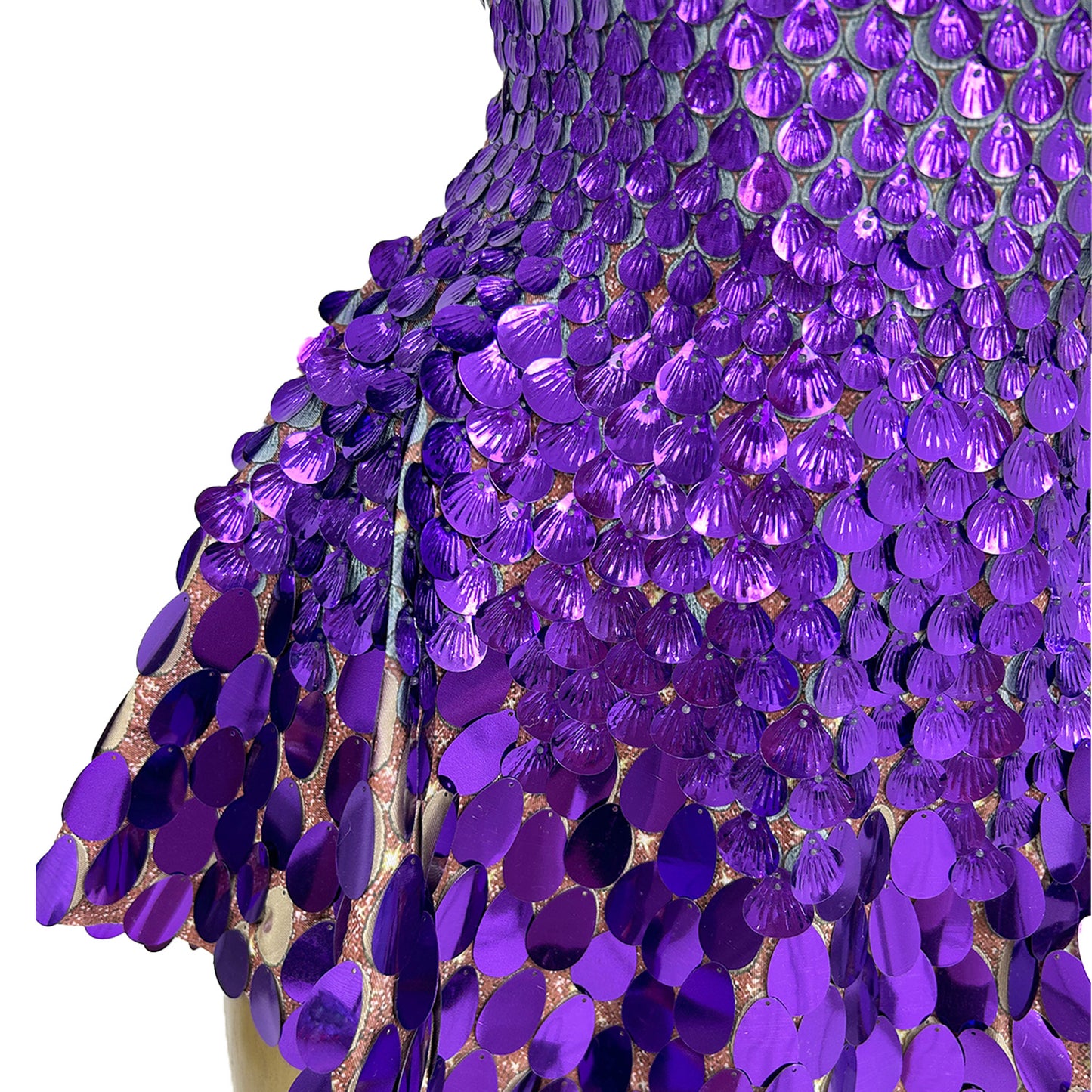 Jinsique Sexy Deep Purple Shell Sequins Mini Dress