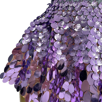 Jinsique Sexy Light Purple Shell Sequins Mini Dress