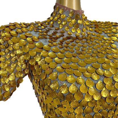 Jinsique Sexy Gold Shell Sequins Mini Dress